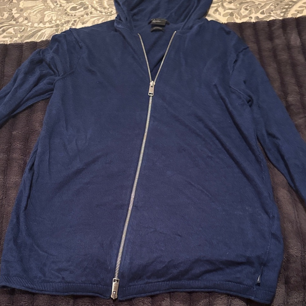 Armani Exchange Navy Linen Zip-Up